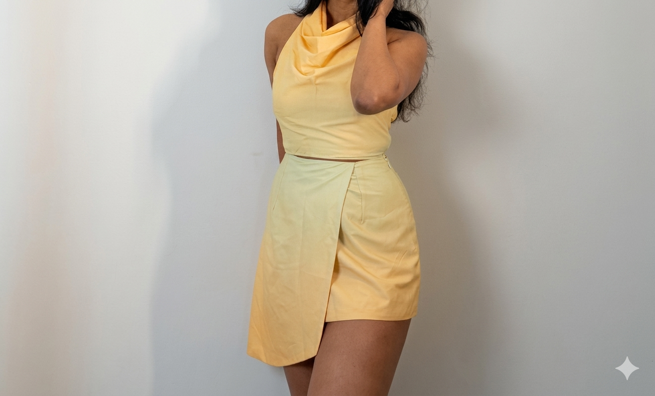 Ivory Soleit' halter skirt and top